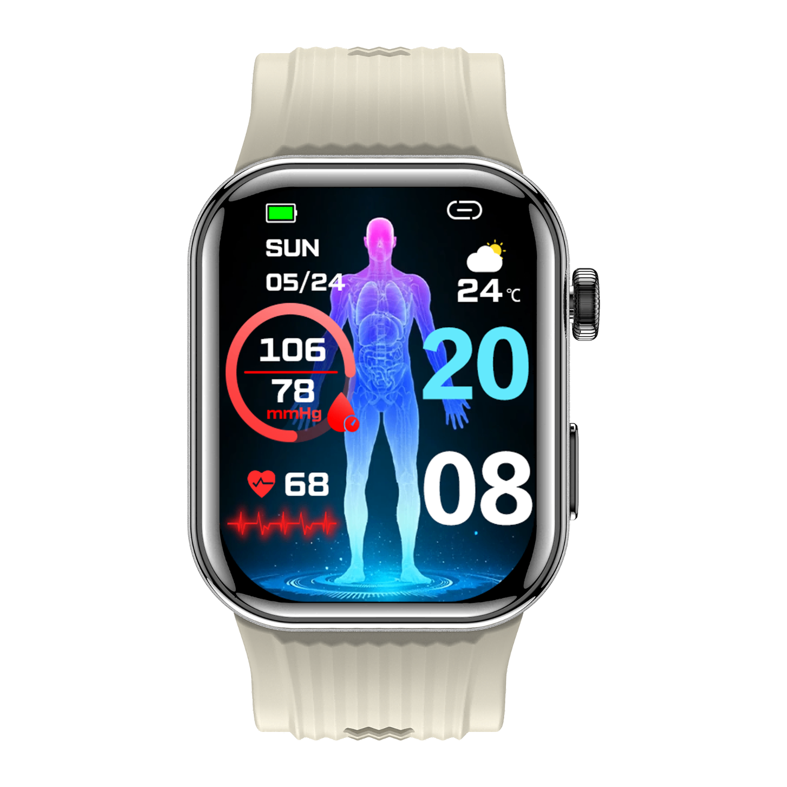 Medical-Grade One-Click Micro-Physical Exam Smartwatch - GH3220T ECG+BP Zero False-Alarm, 1.95" AMOLED Full-Touch Screen