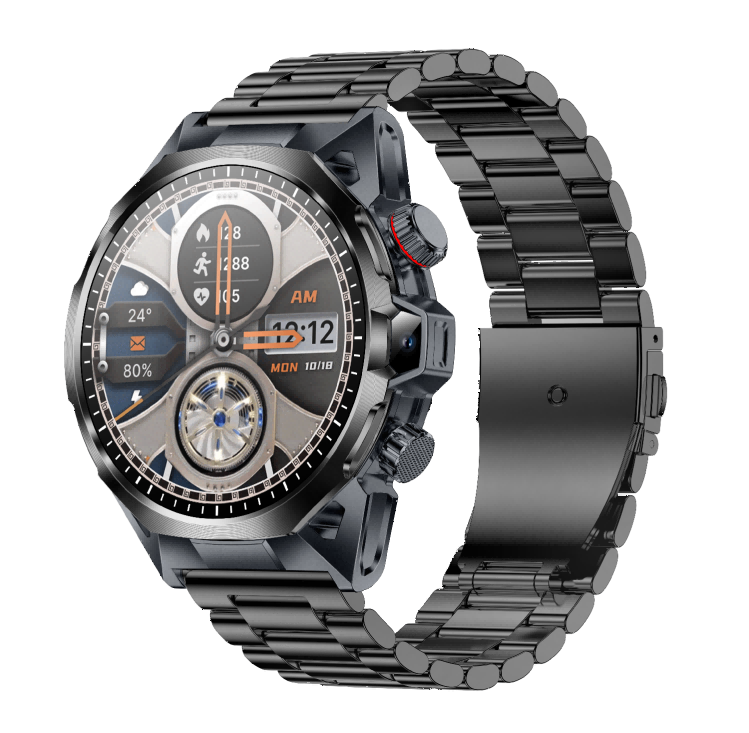 1.43" AMOLED 466*466 4G-SIM Smartwatch | HD Dual-Cam, GPS, Face-ID, SOS, NFC, SeTracker