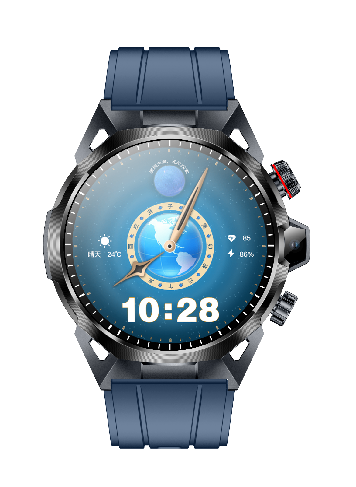 1.43" AMOLED 466*466 4G-SIM Smartwatch | HD Dual-Cam, GPS, Face-ID, SOS, NFC, SeTracker