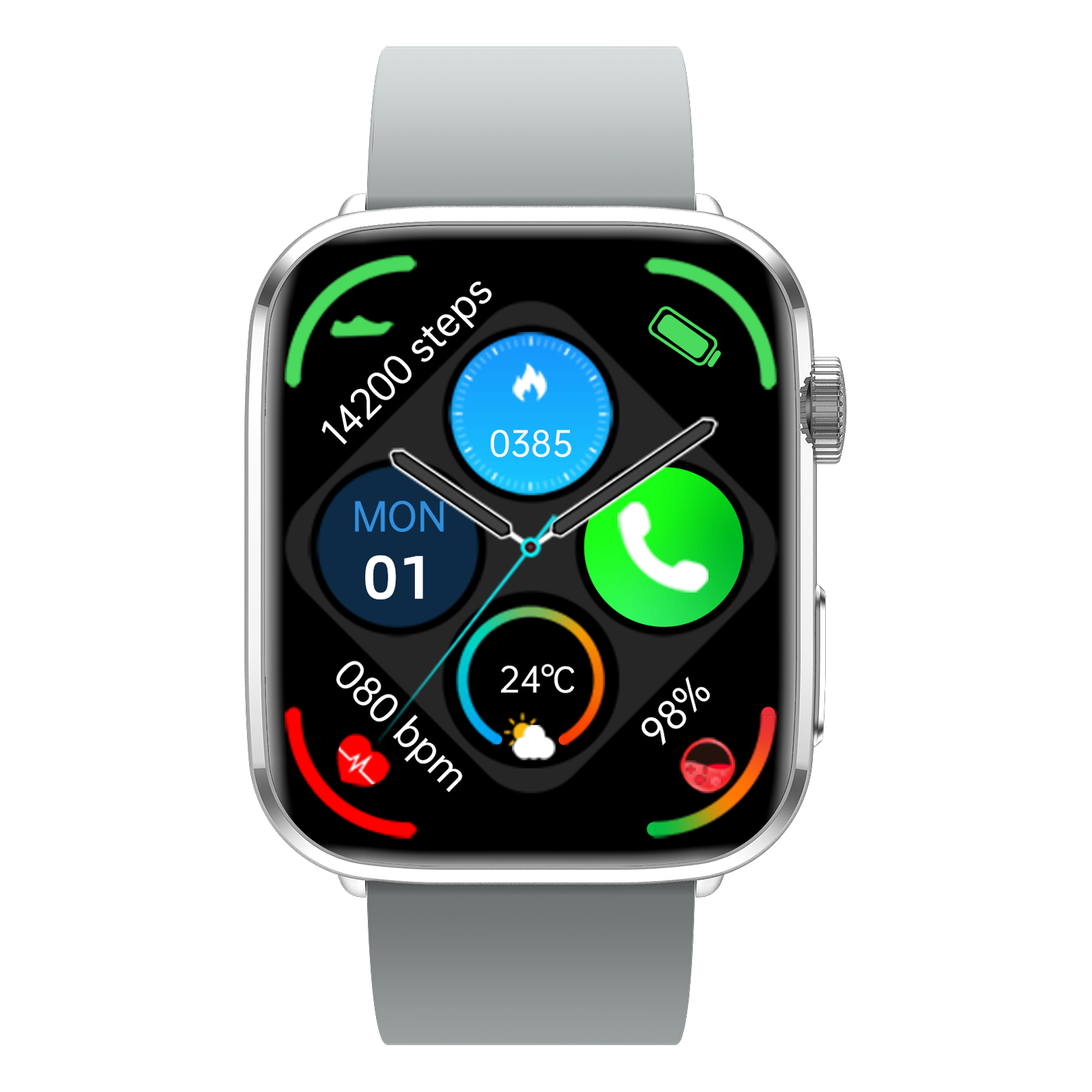 1.81" Super-Retina 240*284 Smartwatch w/ Rotary Crown, Non-Invasive Glucose, HRV, Body-Temp, SOS Call, NFC Access, 30-Day Battery